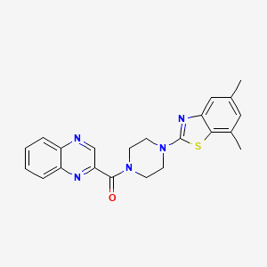 molecular formula C22H21N5OS B2863955 2-[4-(5,7-dimethyl-1,3-benzothiazol-2-yl)piperazine-1-carbonyl]quinoxaline CAS No. 1172350-58-1