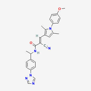 molecular formula C27H26N6O2 B2863965 (E)-2-Cyano-3-[1-(4-methoxyphenyl)-2,5-dimethylpyrrol-3-yl]-N-[1-[4-(1,2,4-triazol-1-yl)phenyl]ethyl]prop-2-enamide CAS No. 949699-38-1