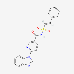 molecular formula C21H16N4O3S B2863966 6-(苯并咪唑-1-基)-N-[(E)-2-苯乙烯基]磺酰基吡啶-3-甲酰胺 CAS No. 1445759-04-5