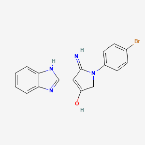 molecular formula C17H13BrN4O B2863969 5-amino-4-(1H-benzimidazol-2-yl)-1-(4-bromophenyl)-1,2-dihydro-3H-pyrrol-3-one CAS No. 880447-06-3