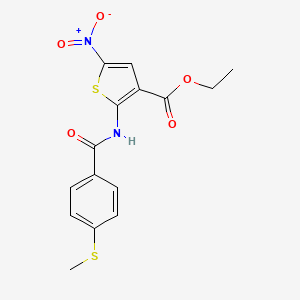 molecular formula C15H14N2O5S2 B2863976 2-(4-(甲硫基)苯甲酰胺)-5-硝基噻吩-3-甲酸乙酯 CAS No. 896353-38-1