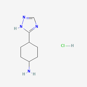 molecular formula C8H15ClN4 B2863980 4-(1H-1,2,4-三唑-5-基)环己烷-1-胺；盐酸盐 CAS No. 2309458-32-8