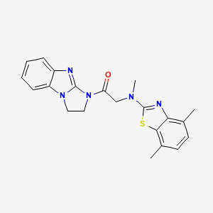 molecular formula C21H21N5OS B2863983 1-(2,3-二氢-1H-苯并[d]咪唑并[1,2-a]咪唑-1-基)-2-((4,7-二甲基苯并[d]噻唑-2-基)(甲基)氨基)乙酮 CAS No. 1351620-10-4