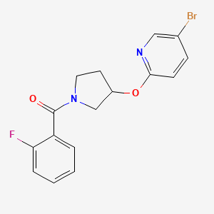 molecular formula C16H14BrFN2O2 B2863984 (3-((5-Bromopyridin-2-yl)oxy)pyrrolidin-1-yl)(2-fluorophenyl)methanone CAS No. 1903635-46-0
