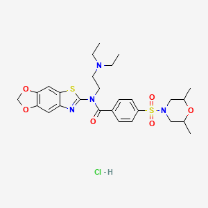 N-[2-(diethylamino)ethyl]-4-(2,6-dimethylmorpholin-4-yl)sulfonyl-N-([1,3]dioxolo[4,5-f][1,3]benzothiazol-6-yl)benzamide;hydrochloride