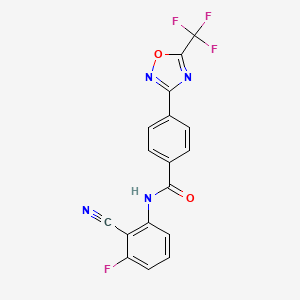 molecular formula C17H8F4N4O2 B2863998 N-(2-氰基-3-氟苯基)-4-[5-(三氟甲基)-1,2,4-恶二唑-3-基]苯甲酰胺 CAS No. 1803600-27-2