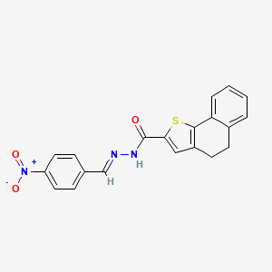 molecular formula C20H15N3O3S B2864000 N'-[(E)-(4-nitrophenyl)methylidene]-4,5-dihydronaphtho[1,2-b]thiophene-2-carbohydrazide CAS No. 861212-62-6