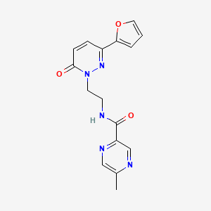molecular formula C16H15N5O3 B2864002 N-(2-(3-(furan-2-yl)-6-oxopyridazin-1(6H)-yl)ethyl)-5-methylpyrazine-2-carboxamide CAS No. 1207017-55-7
