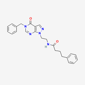 molecular formula C24H25N5O2 B2864006 N-(2-(5-benzyl-4-oxo-4,5-dihydro-1H-pyrazolo[3,4-d]pyrimidin-1-yl)ethyl)-4-phenylbutanamide CAS No. 922108-70-1