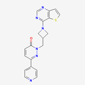 molecular formula C19H16N6OS B2864007 6-(Pyridin-4-yl)-2-[(1-{thieno[3,2-d]pyrimidin-4-yl}azetidin-3-yl)methyl]-2,3-dihydropyridazin-3-one CAS No. 2198572-75-5