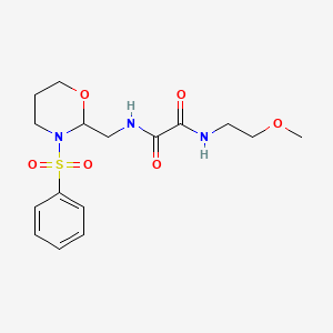 molecular formula C16H23N3O6S B2864011 N1-(2-methoxyethyl)-N2-((3-(phenylsulfonyl)-1,3-oxazinan-2-yl)methyl)oxalamide CAS No. 872881-05-5