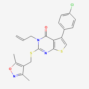molecular formula C21H18ClN3O2S2 B2864019 3-allyl-5-(4-chlorophenyl)-2-(((3,5-dimethylisoxazol-4-yl)methyl)thio)thieno[2,3-d]pyrimidin-4(3H)-one CAS No. 690270-17-8