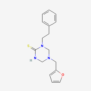 molecular formula C16H19N3OS B2864024 5-(Furan-2-ylmethyl)-1-phenethyl-1,3,5-triazinane-2-thione CAS No. 676243-80-4