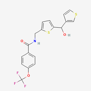 molecular formula C18H14F3NO3S2 B2864032 N-((5-(羟基(噻吩-3-基)甲基)噻吩-2-基)甲基)-4-(三氟甲氧基)苯甲酰胺 CAS No. 1797063-85-4