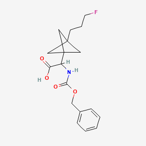 molecular formula C18H22FNO4 B2864035 2-[3-(3-Fluoropropyl)-1-bicyclo[1.1.1]pentanyl]-2-(phenylmethoxycarbonylamino)acetic acid CAS No. 2287259-33-8