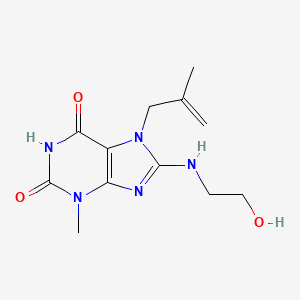 molecular formula C12H17N5O3 B2864058 8-[(2-hydroxyethyl)amino]-3-methyl-7-(2-methylprop-2-en-1-yl)-2,3,6,7-tetrahydro-1H-purine-2,6-dione CAS No. 332099-02-2