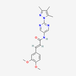 molecular formula C21H23N5O3 B2864066 (E)-3-(3,4-dimethoxyphenyl)-N-(2-(3,4,5-trimethyl-1H-pyrazol-1-yl)pyrimidin-5-yl)acrylamide CAS No. 1421586-52-8