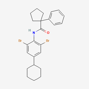 molecular formula C24H27Br2NO B2864069 N-(2,6-二溴-4-环己基苯基)(苯基环戊基)甲酰胺 CAS No. 1022254-69-8
