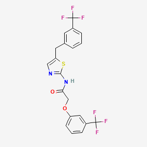 molecular formula C20H14F6N2O2S B2864079 2-[3-(trifluoromethyl)phenoxy]-N-[5-[[3-(trifluoromethyl)phenyl]methyl]-1,3-thiazol-2-yl]acetamide CAS No. 301176-62-5