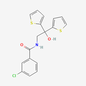 molecular formula C17H14ClNO2S2 B2864087 3-chloro-N-(2-hydroxy-2,2-di(thiophen-2-yl)ethyl)benzamide CAS No. 2034573-60-7