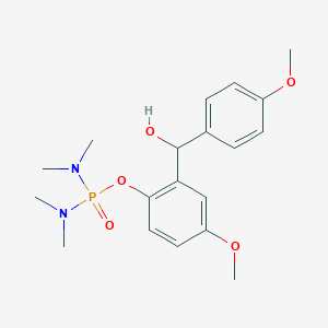molecular formula C19H27N2O5P B286409 Di(dimethylamino)phosphinic acid [2-(4-methoxy-alpha-hydroxybenzyl)-4-methoxyphenyl] ester 