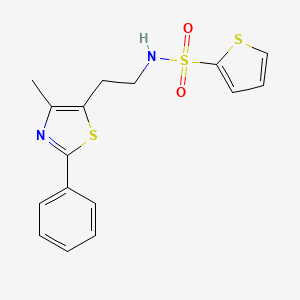 molecular formula C16H16N2O2S3 B2864097 N-(2-(4-methyl-2-phenylthiazol-5-yl)ethyl)thiophene-2-sulfonamide CAS No. 893364-81-3