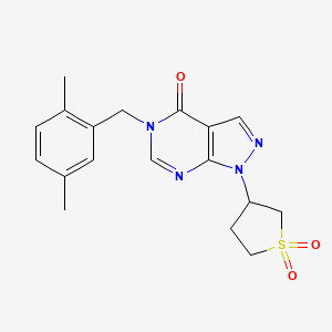 3-{5-[(2,5-dimethylphenyl)methyl]-4-oxo-1H,4H,5H-pyrazolo[3,4-d]pyrimidin-1-yl}-1lambda6-thiolane-1,1-dione