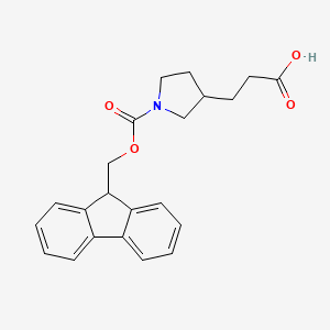 molecular formula C22H23NO4 B2864126 3-(1-[(9H-Fluoren-9-ylmethoxy)carbonyl]pyrrolidin-3-YL)propanoic acid CAS No. 1537722-39-6