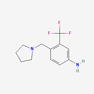 molecular formula C12H15F3N2 B2864131 4-[(吡咯烷-1-基)甲基]-3-(三氟甲基)苯胺 CAS No. 882408-16-4