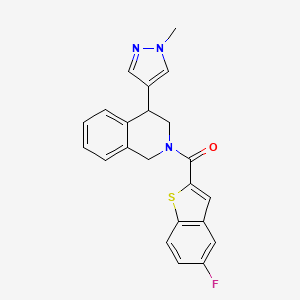 molecular formula C22H18FN3OS B2864134 (5-氟苯并[b]噻吩-2-基)(4-(1-甲基-1H-吡唑-4-基)-3,4-二氢异喹啉-2(1H)-基)甲酮 CAS No. 2177449-96-4