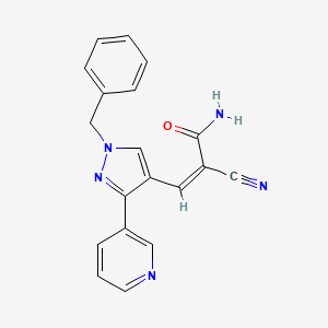 molecular formula C19H15N5O B2864136 (Z)-3-(1-Benzyl-3-pyridin-3-ylpyrazol-4-yl)-2-cyanoprop-2-enamide CAS No. 1147375-72-1