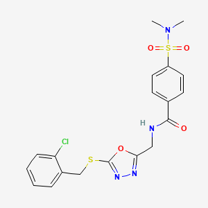 molecular formula C19H19ClN4O4S2 B2864143 N-((5-((2-氯苄基)硫代)-1,3,4-恶二唑-2-基)甲基)-4-(N,N-二甲基磺酰胺基)苯甲酰胺 CAS No. 941899-29-2