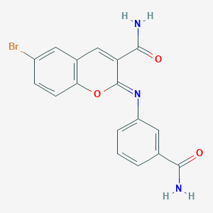 molecular formula C17H12BrN3O3 B2864147 (2Z)-2-{[3-(aminocarbonyl)phenyl]imino}-6-bromo-2H-chromene-3-carboxamide CAS No. 1322245-36-2
