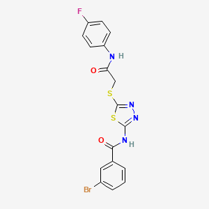 molecular formula C17H12BrFN4O2S2 B2864150 3-溴-N-[5-[2-(4-氟苯胺)-2-氧代乙基]硫代-1,3,4-噻二唑-2-基]苯甲酰胺 CAS No. 392297-59-5