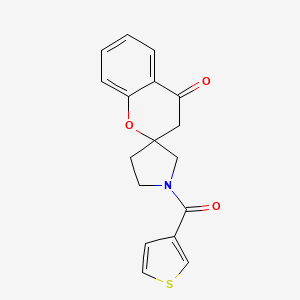 molecular formula C17H15NO3S B2864157 1'-(噻吩-3-羰基)螺[色满-2,3'-吡咯烷]-4-酮 CAS No. 1448057-87-1