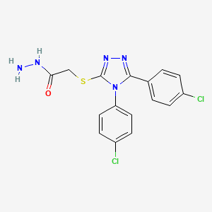 molecular formula C16H13Cl2N5OS B2864160 2-{[双(4-氯苯基)-4H-1,2,4-三唑-3-基]硫代}乙酰肼 CAS No. 893726-43-7