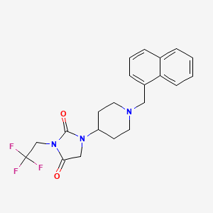 molecular formula C21H22F3N3O2 B2864179 1-{1-[(Naphthalen-1-yl)methyl]piperidin-4-yl}-3-(2,2,2-trifluoroethyl)imidazolidine-2,4-dione CAS No. 2097926-16-2
