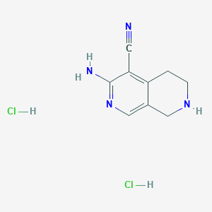 molecular formula C9H12Cl2N4 B2864183 3-Amino-5,6,7,8-tetrahydro-2,7-naphthyridine-4-carbonitrile;dihydrochloride CAS No. 2551118-11-5