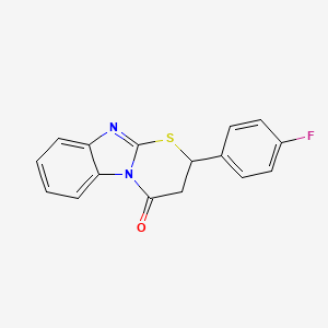 molecular formula C16H11FN2OS B2864184 2-(4-Fluorophenyl)-2H-[1,3]thiazino[3,2-a]benzoimidazole-4(3H)-one CAS No. 326881-73-6