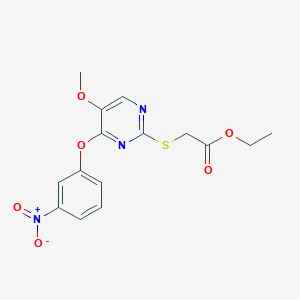 molecular formula C15H15N3O6S B2864191 Ethyl 2-{[5-methoxy-4-(3-nitrophenoxy)-2-pyrimidinyl]sulfanyl}acetate CAS No. 338423-44-2