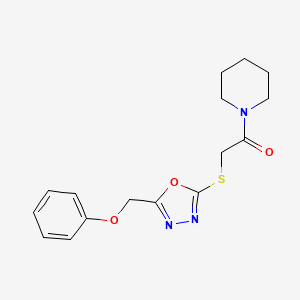 molecular formula C16H19N3O3S B2864200 2-(5-苯氧甲基-[1,3,4]恶二唑-2-硫代)-1-哌啶-1-基-乙酮 CAS No. 484019-62-7