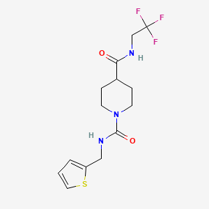 molecular formula C14H18F3N3O2S B2864201 N1-(thiophen-2-ylmethyl)-N4-(2,2,2-trifluoroethyl)piperidine-1,4-dicarboxamide CAS No. 1207004-08-7