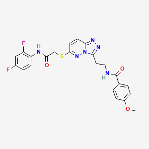 molecular formula C23H20F2N6O3S B2864211 N-(2-(6-((2-((2,4-二氟苯基)氨基)-2-氧代乙基)硫)-[1,2,4]三唑并[4,3-b]哒嗪-3-基)乙基)-4-甲氧基苯甲酰胺 CAS No. 872995-66-9
