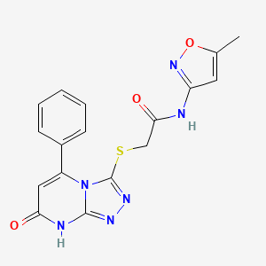 molecular formula C17H14N6O3S B2864221 N-(5-甲基异恶唑-3-基)-2-((7-氧代-5-苯基-7,8-二氢-[1,2,4]三唑并[4,3-a]嘧啶-3-基)硫代)乙酰胺 CAS No. 894999-18-9