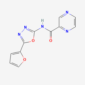 molecular formula C11H7N5O3 B2864232 N-(5-(呋喃-2-基)-1,3,4-恶二唑-2-基)吡嗪-2-甲酰胺 CAS No. 1210974-71-2