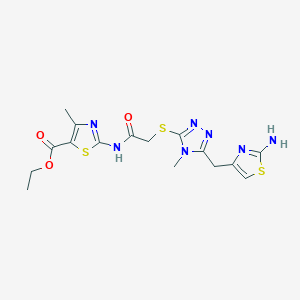 B2864233 ethyl 2-(2-((5-((2-aminothiazol-4-yl)methyl)-4-methyl-4H-1,2,4-triazol-3-yl)thio)acetamido)-4-methylthiazole-5-carboxylate CAS No. 835898-05-0