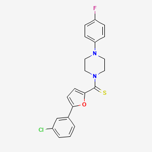 molecular formula C21H18ClFN2OS B2864239 (5-(3-氯苯基)呋喃-2-基)(4-(4-氟苯基)哌嗪-1-基)甲硫酮 CAS No. 585553-16-8