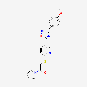B2864243 2-((5-(3-(4-Methoxyphenyl)-1,2,4-oxadiazol-5-yl)pyridin-2-yl)thio)-1-(pyrrolidin-1-yl)ethanone CAS No. 1251630-65-5