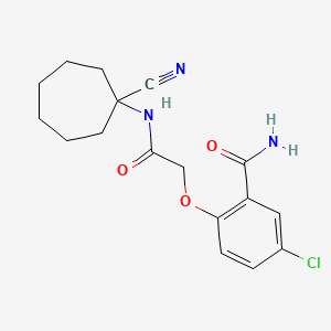 B2864250 5-Chloro-2-[2-[(1-cyanocycloheptyl)amino]-2-oxoethoxy]benzamide CAS No. 1111601-33-2