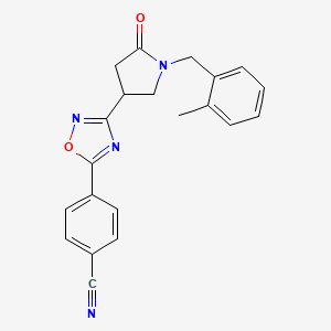 molecular formula C21H18N4O2 B2864254 4-(3-(1-(2-甲基苄基)-5-氧代吡咯烷-3-基)-1,2,4-恶二唑-5-基)苯甲腈 CAS No. 1172894-21-1